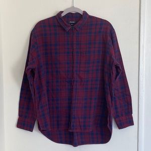 Madewell Ex-Boyfriend Plaid Flannel Shirt Size Large Outdoors Hiking Soft Grunge